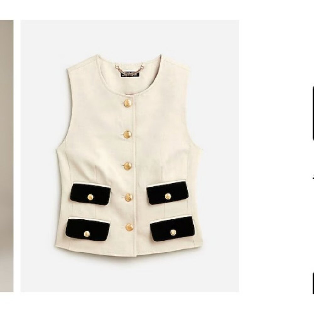 J.Crew Womens $158 Contrast Vest Linen Blend Dried Wheat Size 6 BZ872 - Picture 2 of 8